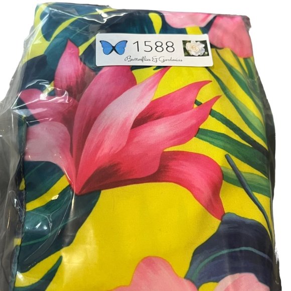 US Surf Club Swimwear Short Mens Medium Yellow Pink Floral Tropical Trunk Mesh L - Picture 12 of 12